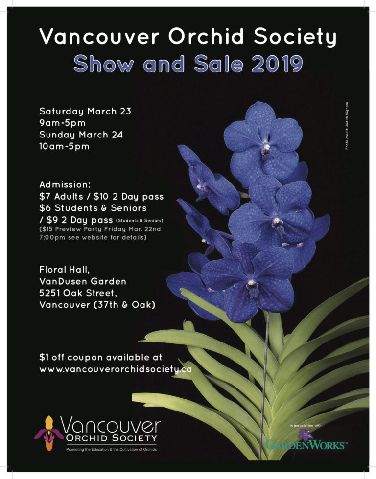 Vancouver Orchid Society Show & Sale 2019 @ Flora Hall, VanDusen Garden