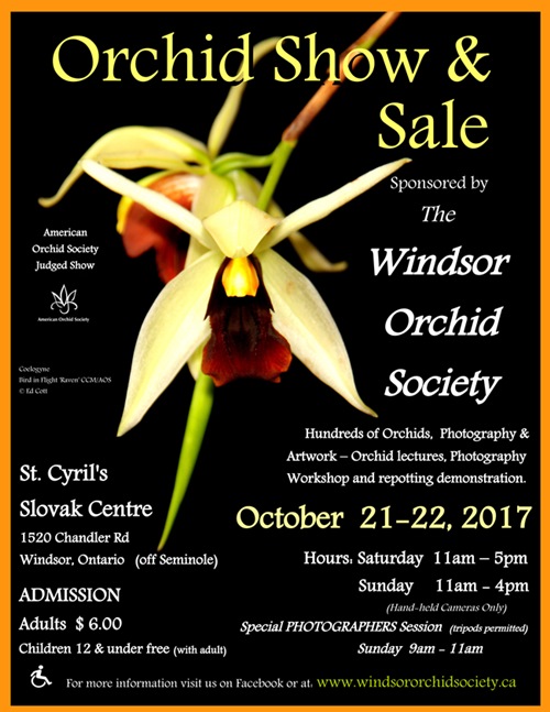 Windsor Orchid Society Show & Sale @  St. Cyril’s Slovak Center | Windsor | Ontario | Canada